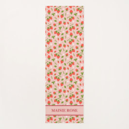 Blumenrosa Erdbeermuster Personalisierte Kinder Yogamatte