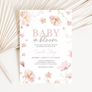 Blumenrosa-Frühlingsbaby in Bloom Baby Dusche Einladung