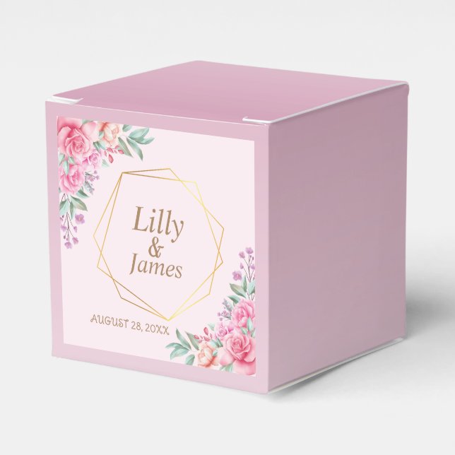 Blumenrosa-Gastgeschenk Hochzeit Geschenkschachtel (Vorderseite)