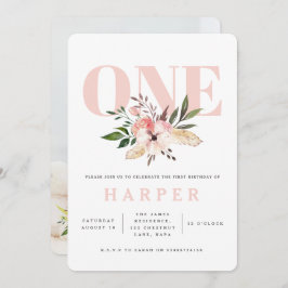 Blumenrosa Geburtstagsfeier Einladung Foto