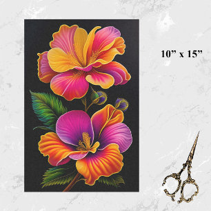 Blumenrosa Gelbe botanische Illustration Klein Seidenpapier