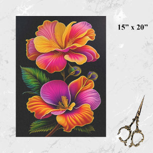 Blumenrosa Gelbe botanische Illustration Seidenpapier