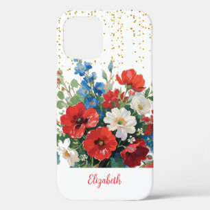 Blumenrosa-Gold-Glitzer-Wildblumen Case-Mate iPhone Hülle