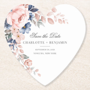 Blumenrosa Grünschrift Save the Date Hochzeit Untersetzer