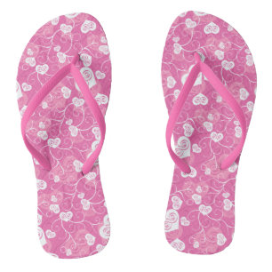 Blumenrosa Herzmuster Flip Flops