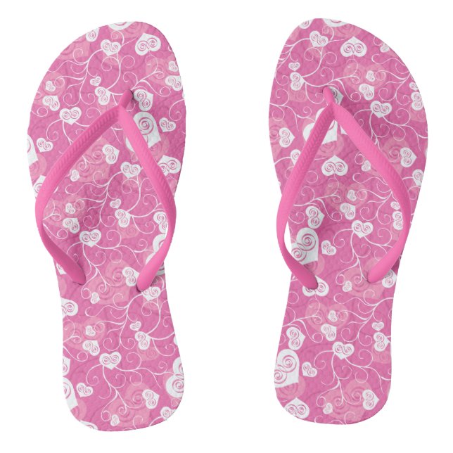 Blumenrosa Herzmuster Flip Flops (Fußbett)