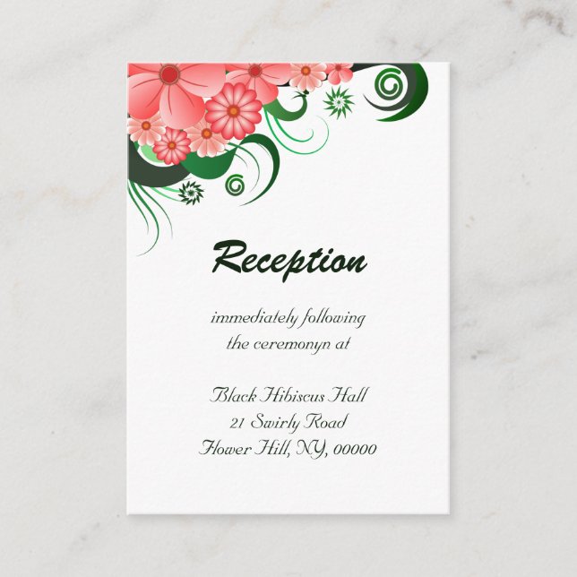 Blumenrosa Hibiskus Hochzeitsempfehlung Begleitkarte (Vorderseite)