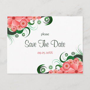 Blumenrosa Hibiskus Save the Date Postkarten