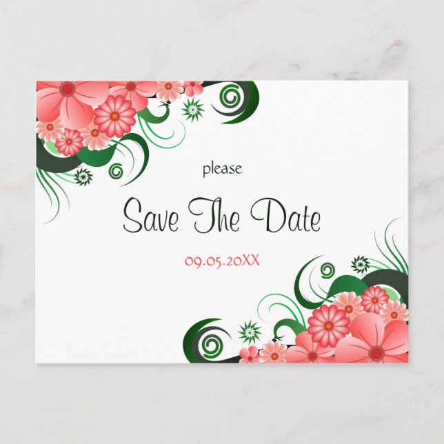 Blumenrosa Hibiskus Save the Date Postkarten (Vorderseite)