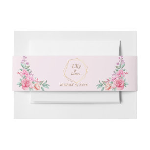 Blumenrosa Hochzeit Einladungsbanderole