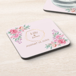 Blumenrosa Hochzeit Getränkeuntersetzer