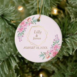 Blumenrosa Hochzeit Keramik Ornament