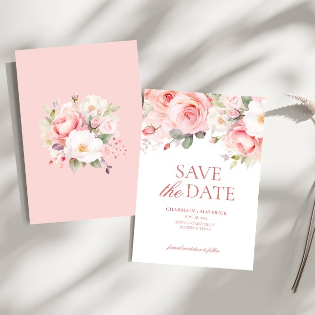 Blumenrosa Hochzeit Save The Date (Von Creator hochgeladen)