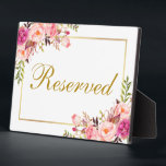 Blumenrosa Hochzeitskalender für Aquarellfarben Re Fotoplatte<br><div class="desc">Aquarellfarben Blütenrosa Blütengold Hochzeitsreservat 12x18 Table Plaque</div>