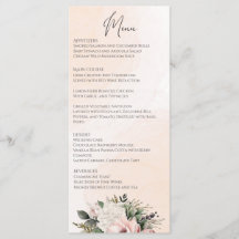 Blumenrosa Hochzeitsmenü