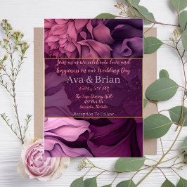 Blumenrosa Lila botanische Hochzeitseinladung Einladung