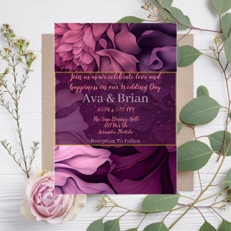 Blumenrosa Lila botanische Hochzeitseinladung Einladung