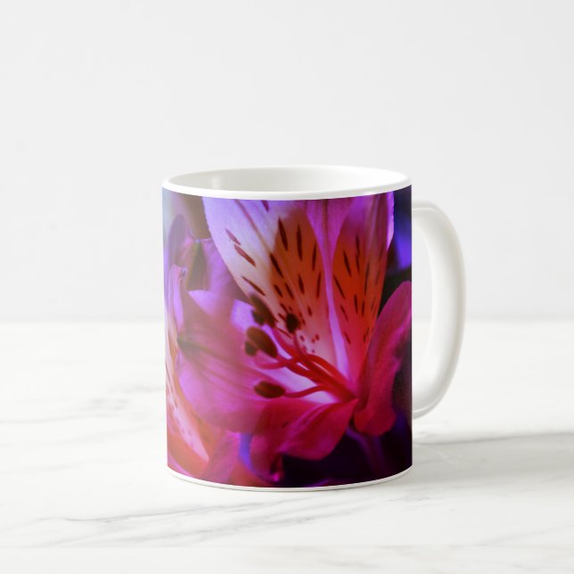 Blumenrosa Lila Lilies Kaffee Tasse (VorderseiteRechts)