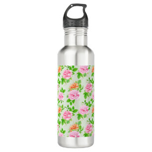Blumenrosa-Muster-2367 Edelstahlflasche