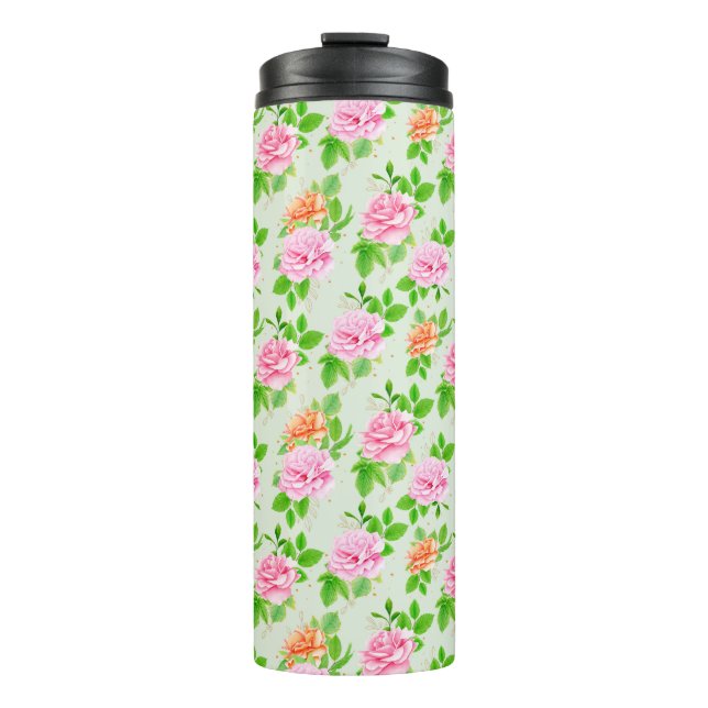 Blumenrosa-Muster-2367 Thermosbecher (Vorderseite)