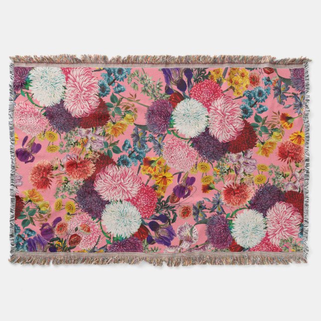 Blumenrosa Muster Decke (Vorderseite)