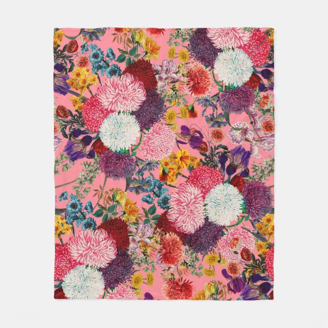 Blumenrosa Muster Fleecedecke (Vorderseite)