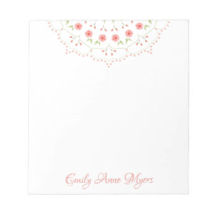 Blumenrosa Niedliches Minimalistisches Mandala-Mus Notizblock