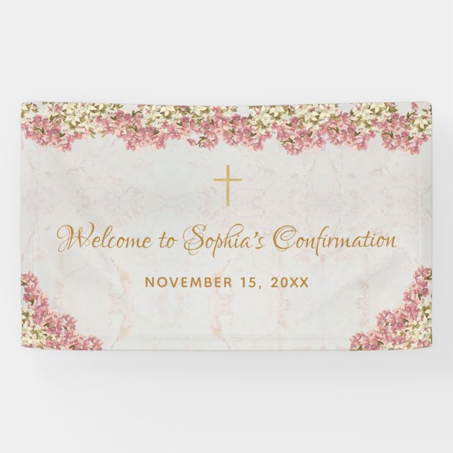 Blumenrosa Orchideen Gold Girl Bestätigung willkom Banner (Horizontal)