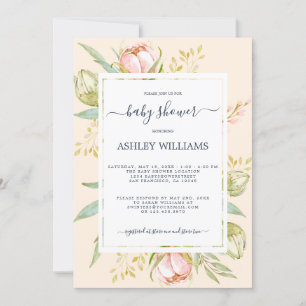 Blumenrosa Peony Rustic Boho Blush Babydusche Einladung