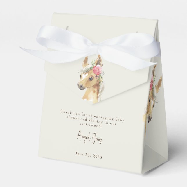 Blumenrosa Pony & Cow Babydusche Geschenkschachtel (Vorderseite)