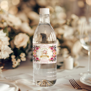 Blumenrosa-Princess-Carriage Baby-Dusche Wasserflaschenetikett
