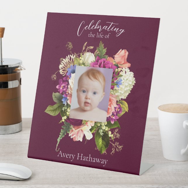 Blumenrosa Rose Foto Beerdigung Sockelschild (In Situ)