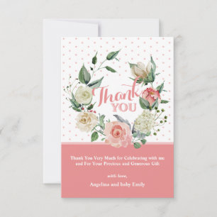 Blumenrosa Rose Girl Babydusche Geburtstag Dankeskarte