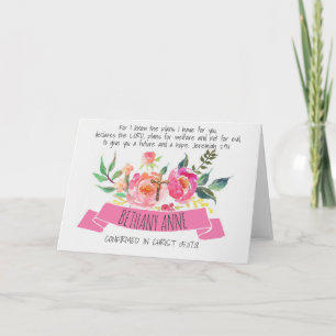 Blumenrosa Roses Crucifix Scripture Confirmation Karte