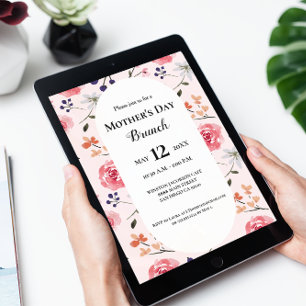Blumenrosa Roses Peonies Muttertagsbrunch Einladung