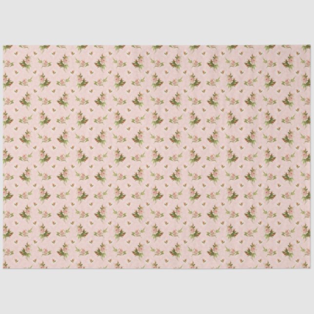 Blumenrosa Roses Vintages Bauernhaus Baby Kinderzi Seidenpapier (Vorderseite)