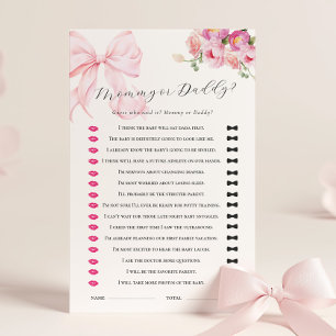 Blumenrosa Schleife Baby Shower Rate-wer-Spiel
