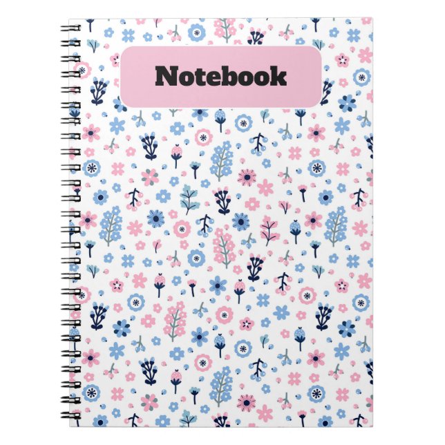 Blumenrosa und blaues Muster-Notebook Notizblock (Vorderseite)