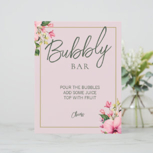 Blumenrosa und grüne Bubbly-Bar-Zeichen
