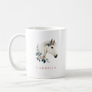 Blumenrosa und Personalisierter Name der Marine Kaffeetasse