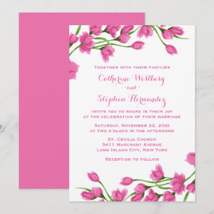 Blumenrosa und weiße Blume Fuchsia Hochzeit Einladung