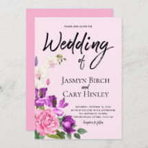 Blumenrosa Violett Wasserfarbe Romantische Hochzei