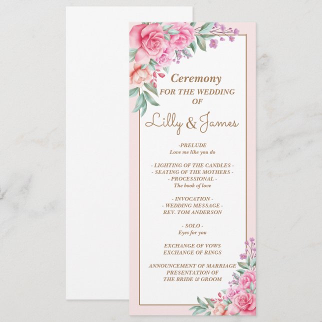 Blumenrosa Wedding Geometric Programm (Vorne/Hinten)