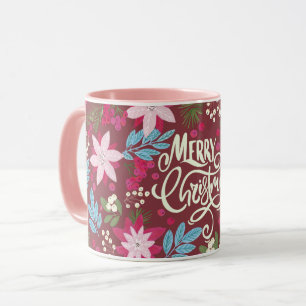 Blumenrosa Weihnachtsschrift lila Tasse