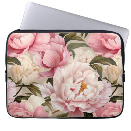 Blumenrosa Weiße Peonblumen Weibliche Designer Laptopschutzhülle