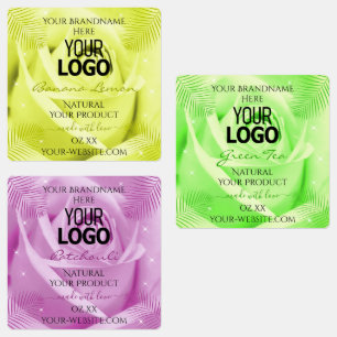 Blumenrose Gelb Grün Lila Produkt Etikett Logo