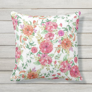 BlumenRosen des modernen rosa korallenroten grünen Kissen Für Draußen