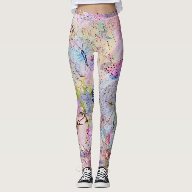 BlumenRosen-GoldDecoupage Leggings (Vorderseite)