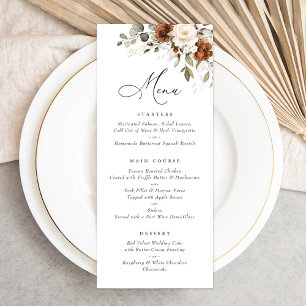 Blumenrost Creme Grüne Eukalyptus Wedding Menü Menükarte