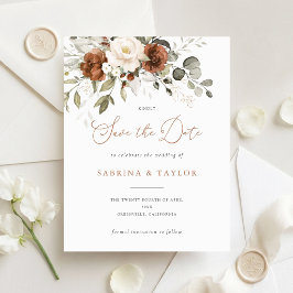 Blumenrost Creme Hochzeit retten das Datum Einladung